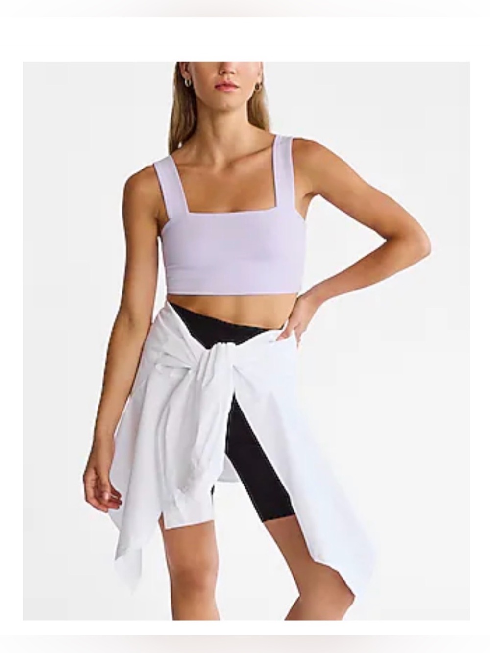 Express Lilac Square-Neck Cropped Tank Top